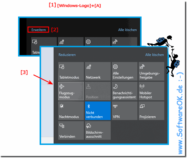 Switch off flight mode on Windows 10!