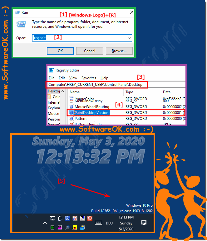 Windows 10 version and build number on the desktop!
