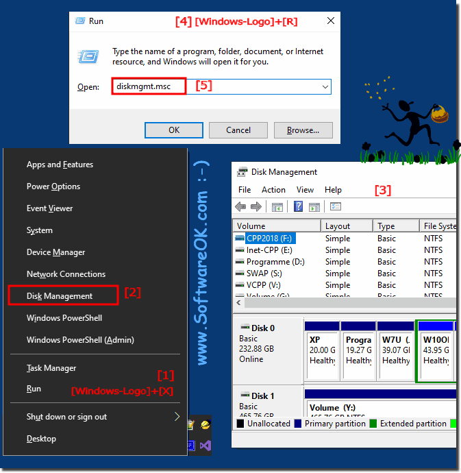 Open the Windows 10 disk management!