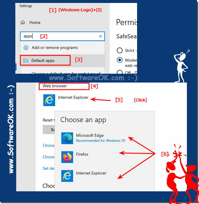 Change the default Internet browser under Windows 10!
