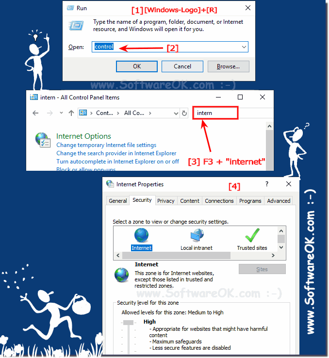 Find the Internet Options in MS Windows 10 Control Panel!