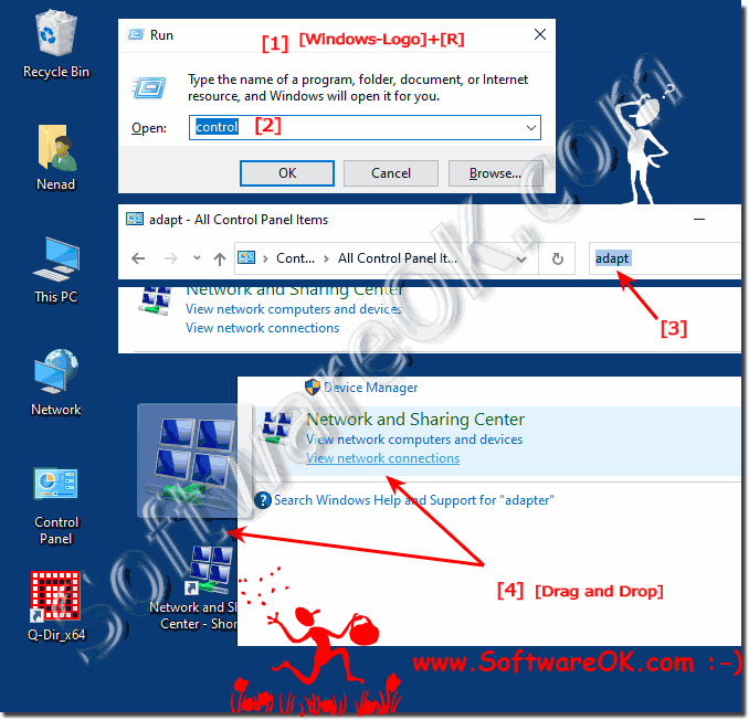 A shortcut on the Windows desktop for network adapters!