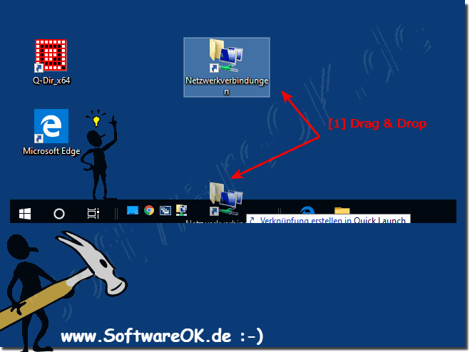 Network adapter in the quick start bar of the Windows taskbar!