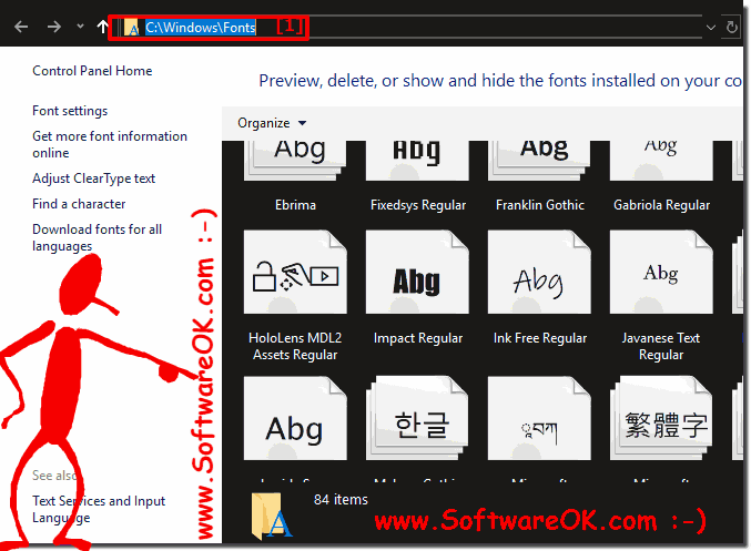 List of all installed fonts under Windows 10 in Font Folder! 