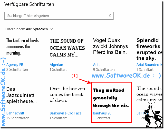 Windows 10 installierte Schriftarten!