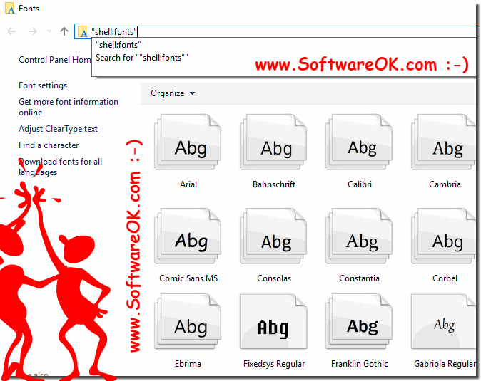 Windows 10: shell:fonts!