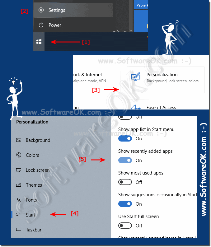 Deactivate recently added apps in the Windows 10 start menu!