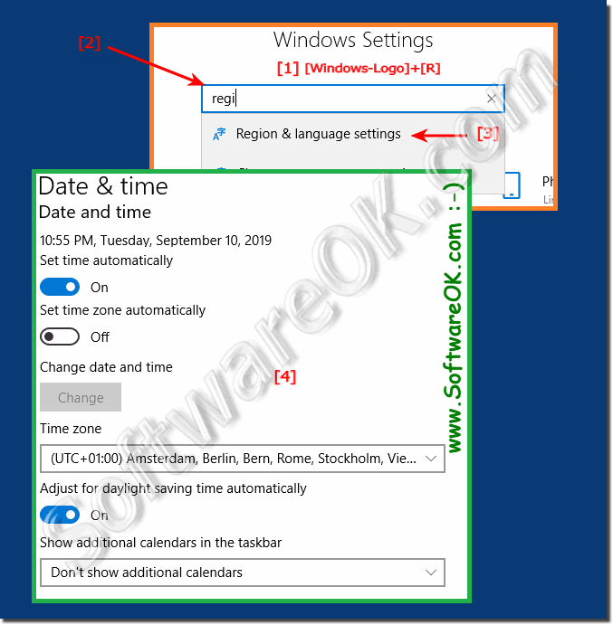 The regional settings in Microsoft Windows 10!