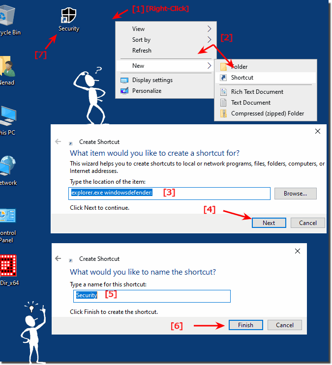 A shortcut and keyboard shortcut for the security center and start menu!
