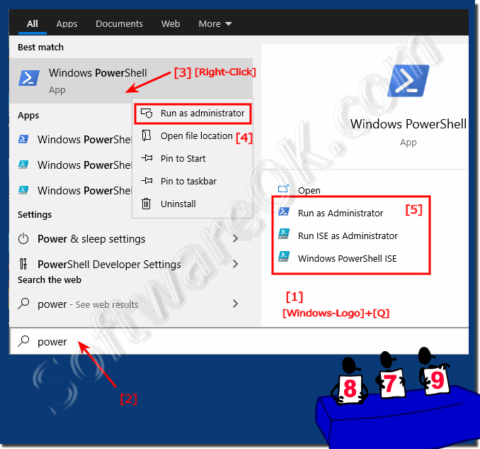 Start via the search field the PowerShell on Windows 10!