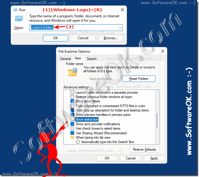 Deactivate / activate status bar in File Explorer Windows 11!