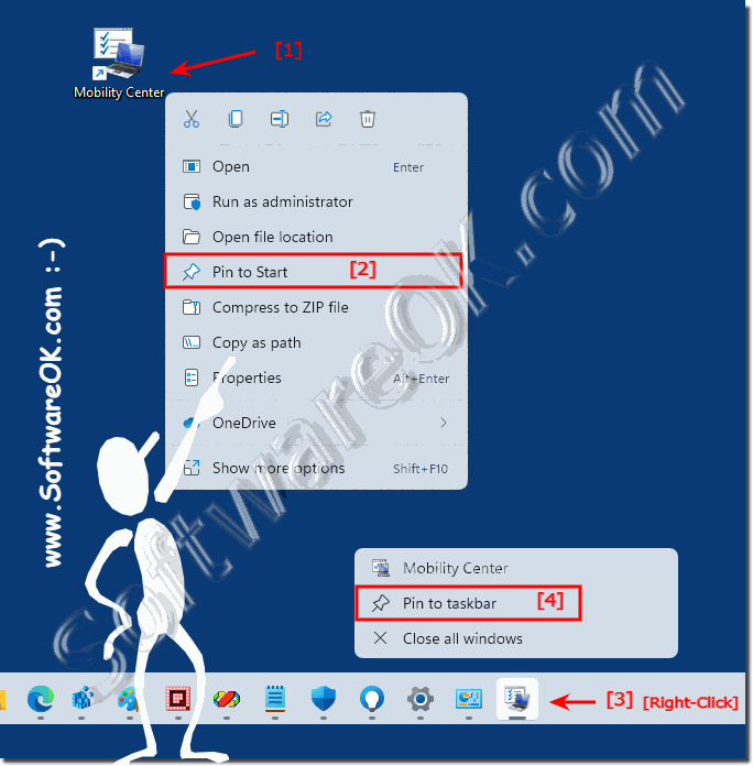 Mobility center in the Windows 11 taskbar and in the start menu!