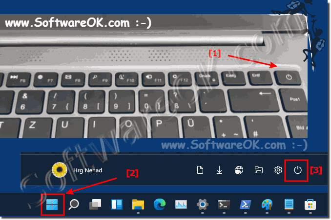 Switch off the Windows 11 PC with the power switch!