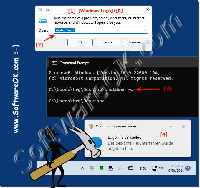 Cancel automatic shutdown in Windows 11, 10!