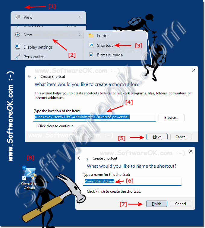 Administrator desktop shortcut on Windows 11 without password!