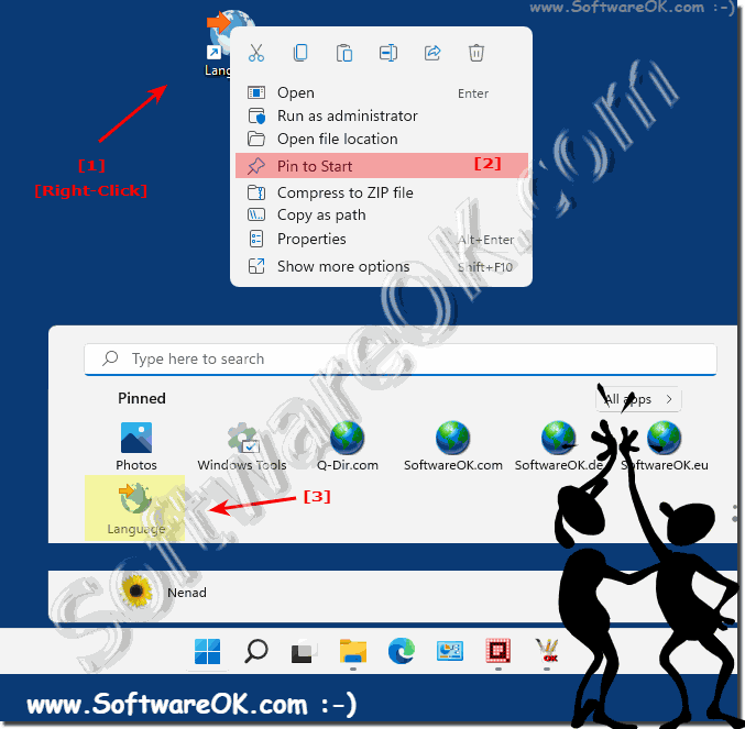 Language settings in the Windows 11 start menu!