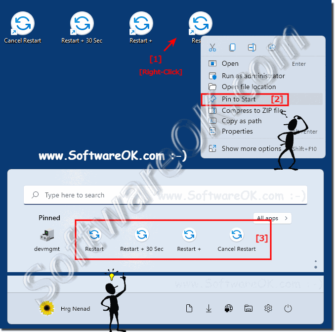 Forced Restart of Windows 11 from the Windows-Start-Menu!