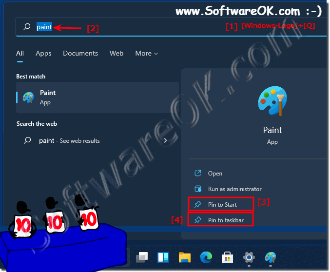 Windows 11 MS Paint in the start menu or taskbar!