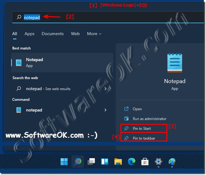 Windows 11 Notepad in the start menu or Taskbar!