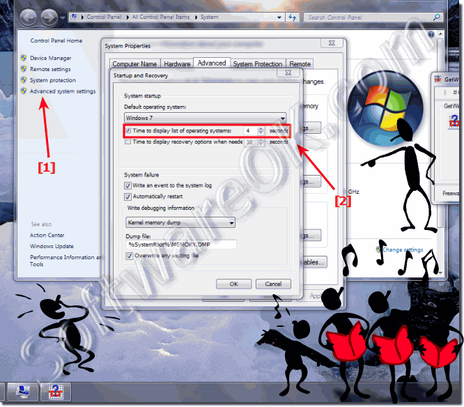 How to change Time to display list of operating systems in win 7?