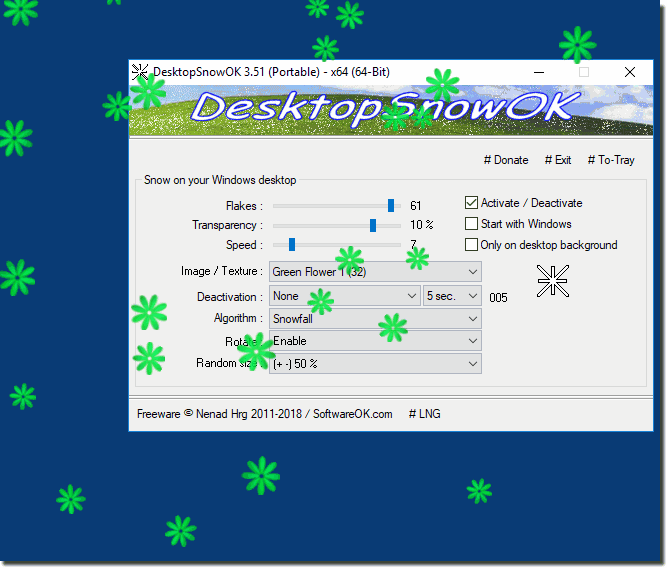 Windows Desktop and Green Flower!