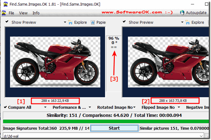 Different file size or compression to find duplicate pictures!