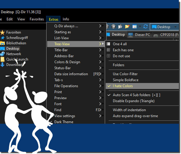 Enable Dark Mode in File Explorer Tree-View in Q-Dir!