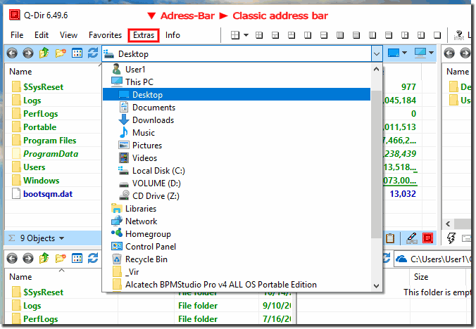 Example on Windows-10 The Classic Address-Bar!