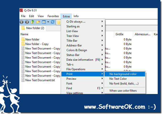 Q-Dir  ensuring background doesn't print!