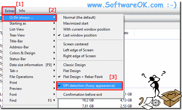 Q-Dir with higher DPI values ​​corrected with SetProcessDPIAware!