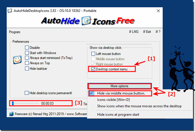 Hide desktop icons automatically on Windows 10, 8.1, 7 ....!