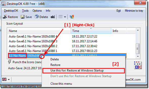 specific icon layout for windows startup!