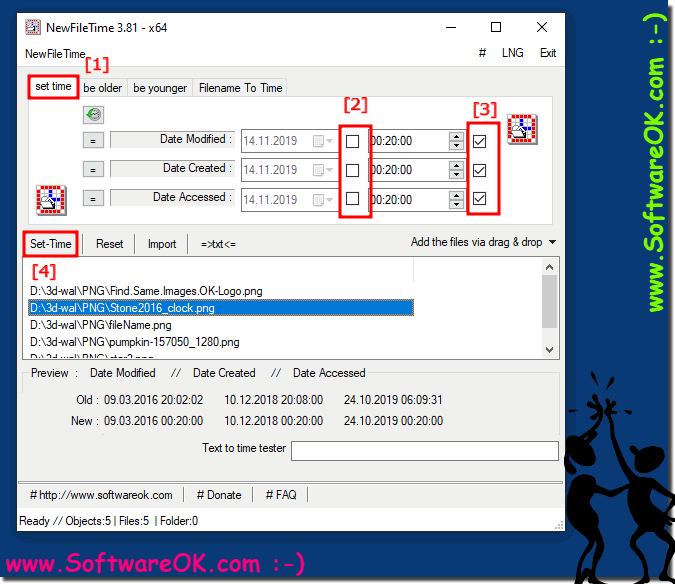 Change minutes for several files at the same time!