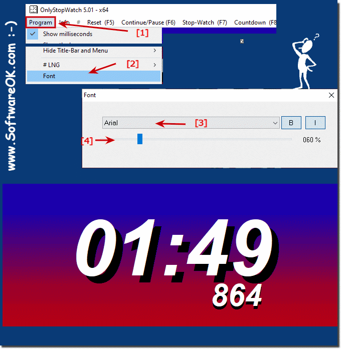 Maximum font size in full screen mode for the clock on MS Windows! 