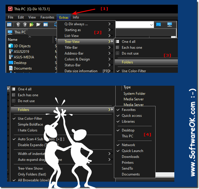 Select directories in the directory structure in the Quad Explorer!