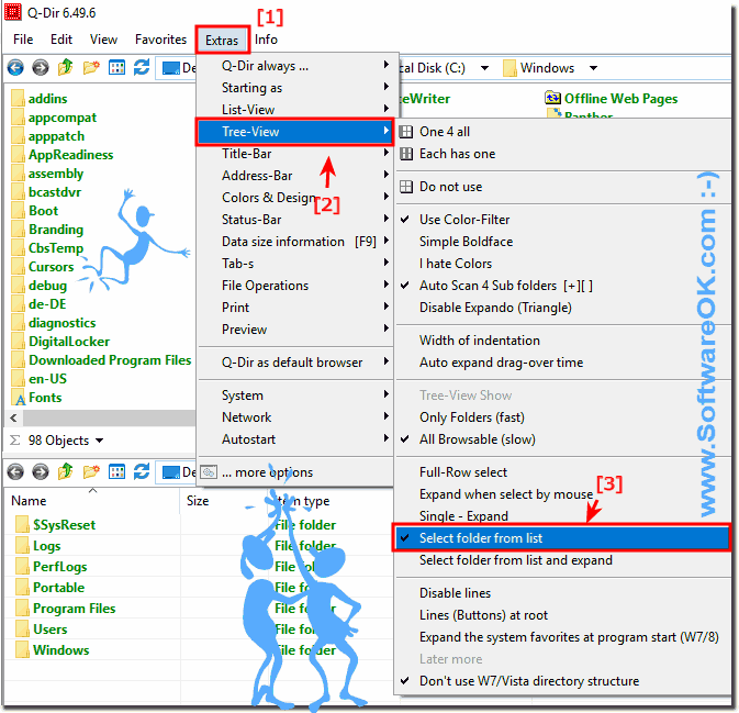 Select folder from List View in the File Manager!