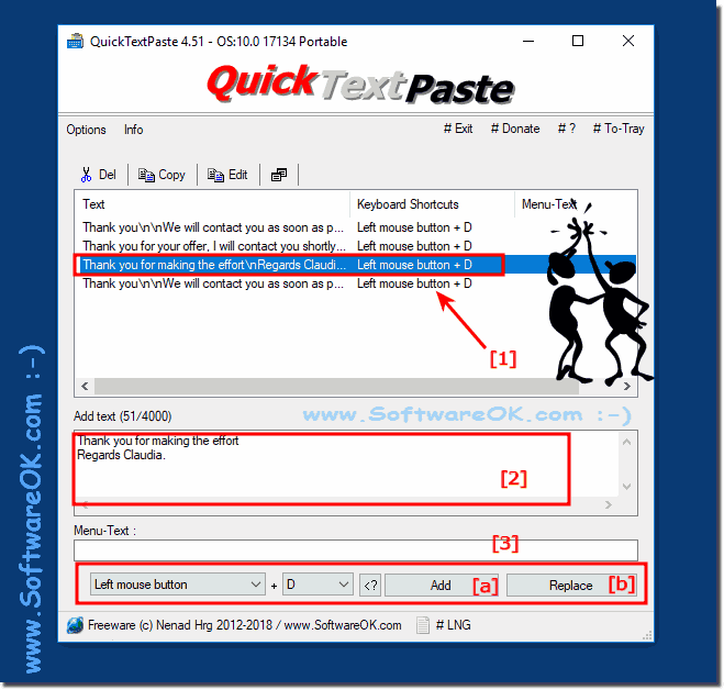 Change texts for fast paste commands via clipboard!