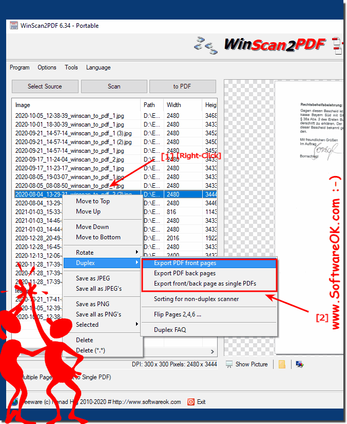 Export front pages PDF and export back pages PDF!