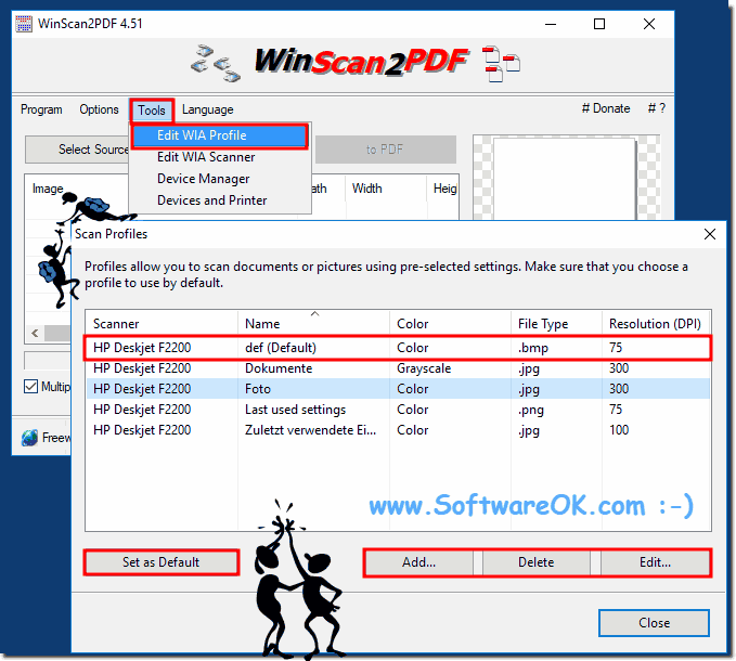 WIA Windows Standard Scan Profiles Customize!