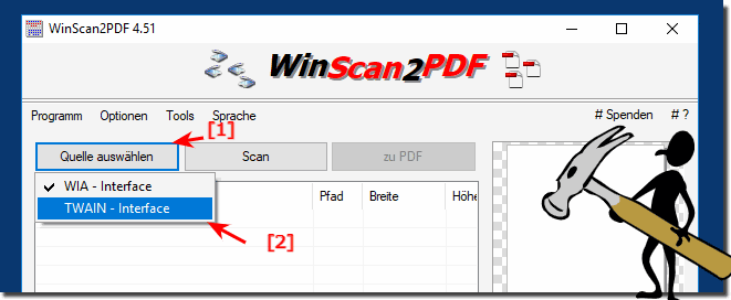 WinScan2PDF with WIA or TWAIN scanning!