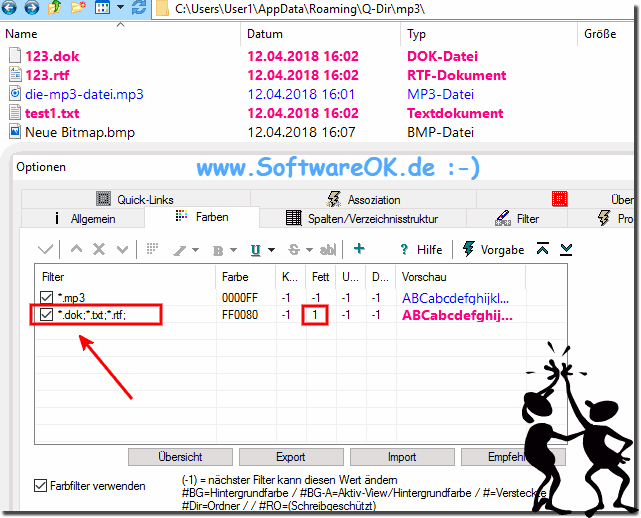 Highlight different file types in different colors!