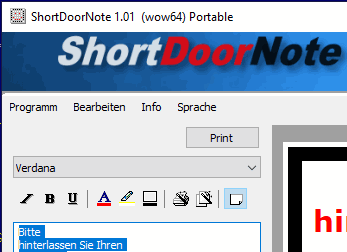 Easy to read short door notes