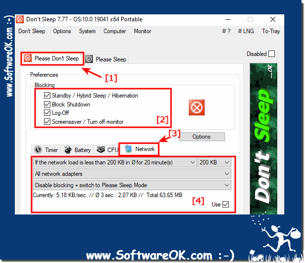 If the network load is low, shut down the PC or in put to standby!