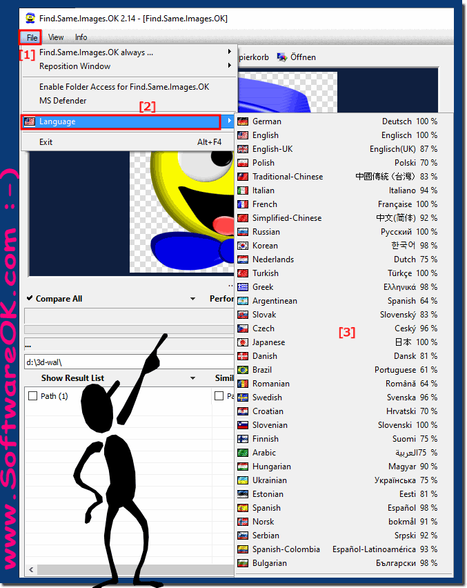 Compare images and Multilanguage ergo change Language!