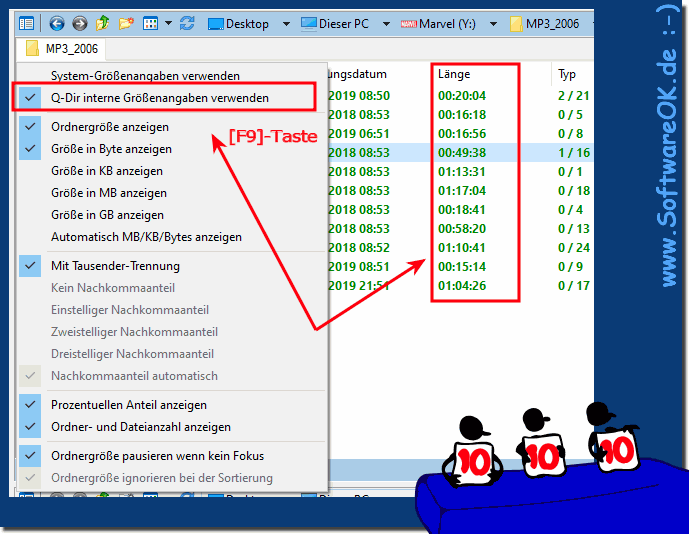 Total playing length for media in an Explorer column under Windows 10, 8.1, ...!