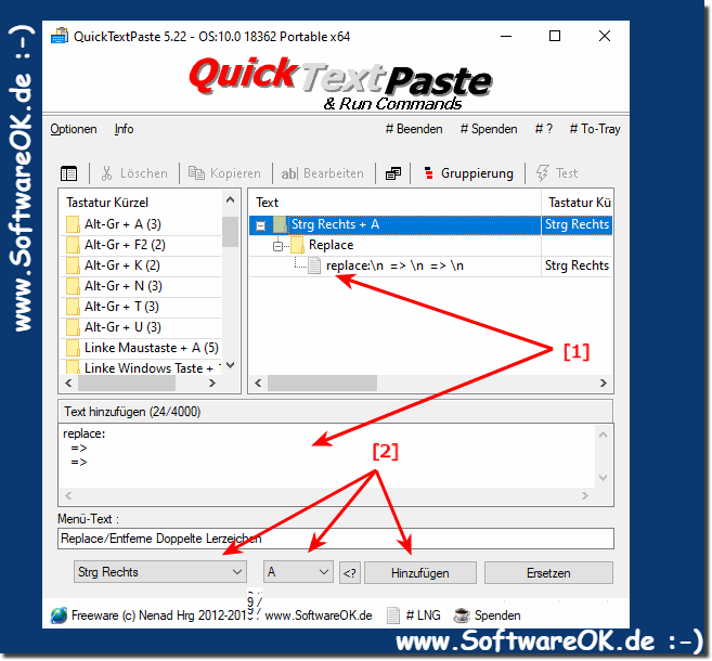 Double spaces replace the text in Windows 10, 8.1, ...! 