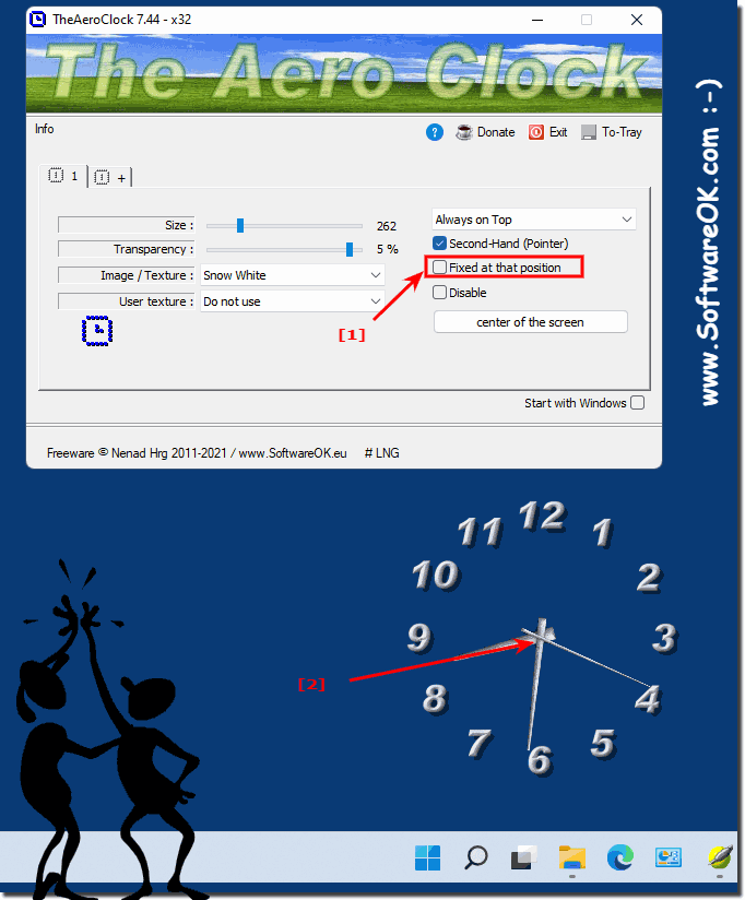 Position the desktop clock correctly on the desktop!