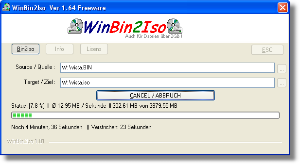 Click to view WinBin2Iso 6.21 screenshot