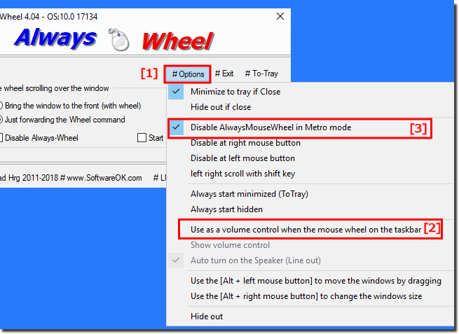 Sound volume control via mouse wheel!