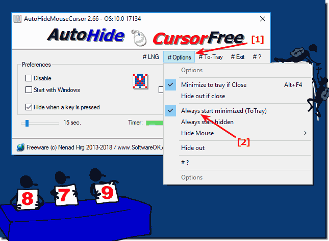 Stert Auto-Hide-Mouse-Cursor always to-tray!